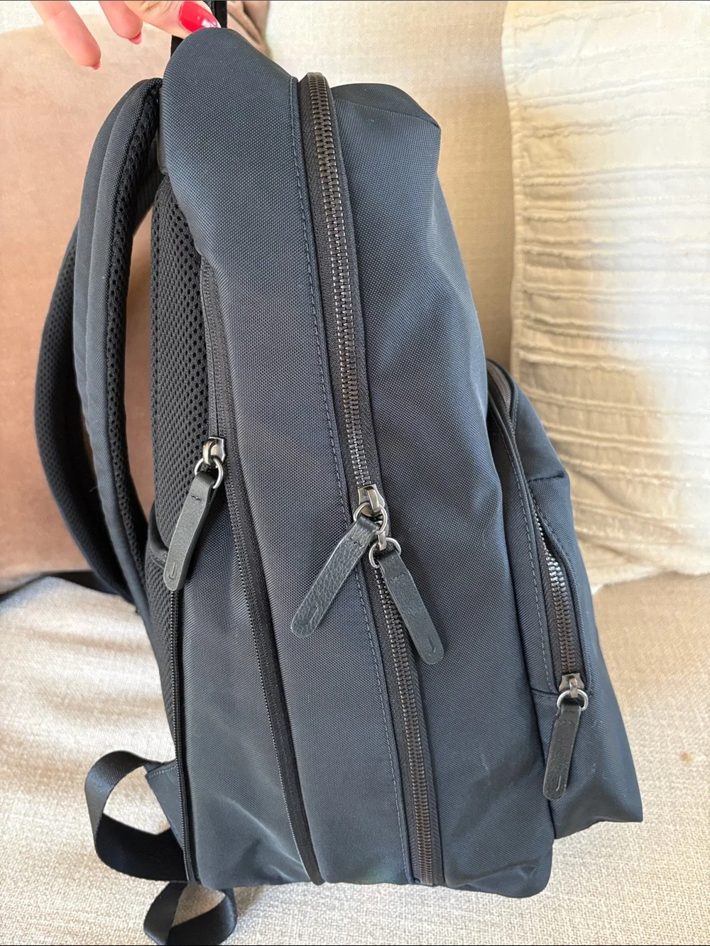 July Carry All travel Backpack - carry on luggage sleeve pass through Navy 20L